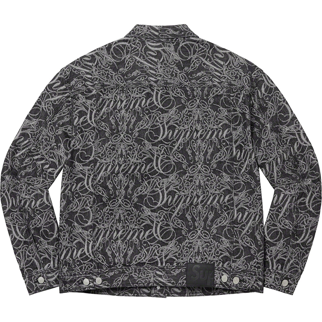 Script Jacquard Denim Trucker Jacket view 2